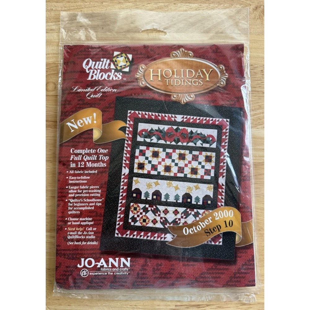 Joann October 2000 Limited Edition Holiday Tidings Quilt Block Of The Month NEW